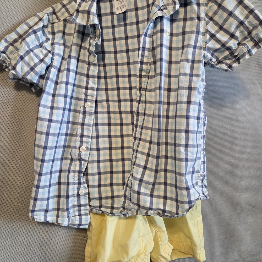 Carter's Light Blue and Yellow Plaid Shirt Set